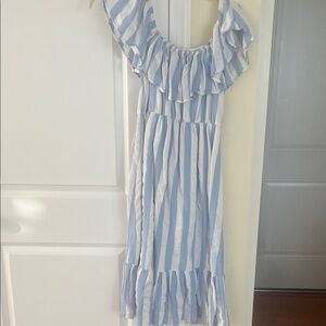 Just Me Blue and White Striped Dress
